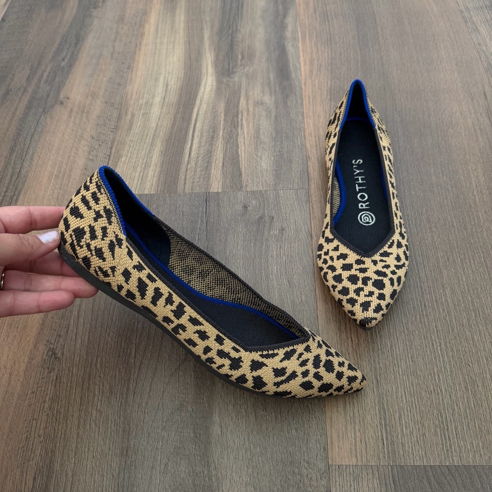 NEW Rothy's The Point Leopard Print Pointed Toe Flats - Size 7